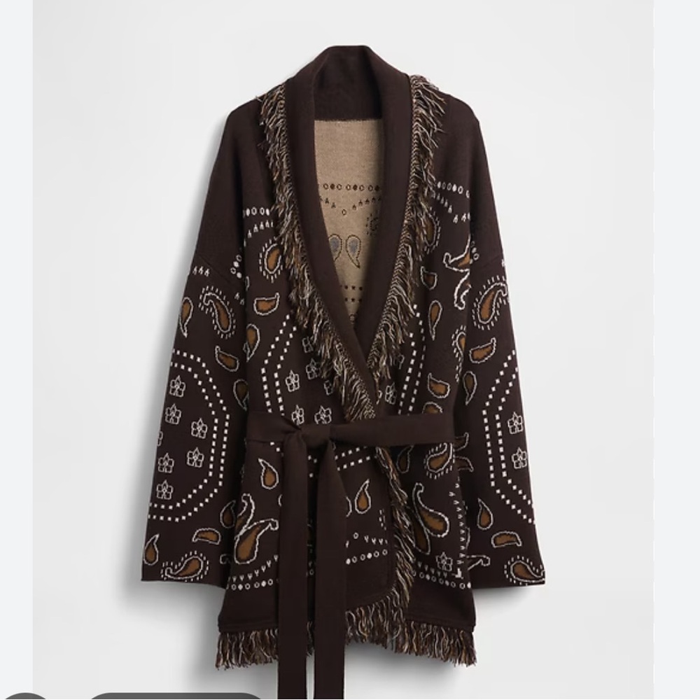 GAP fringe shawl cardigan brown XS/S